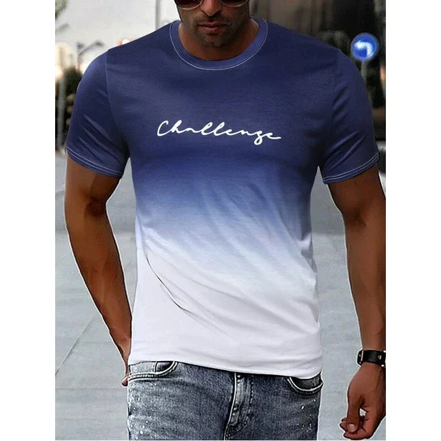 Street Wave Men's Gradient T Shirt Round Neck Slim Fit Breathable Comfort