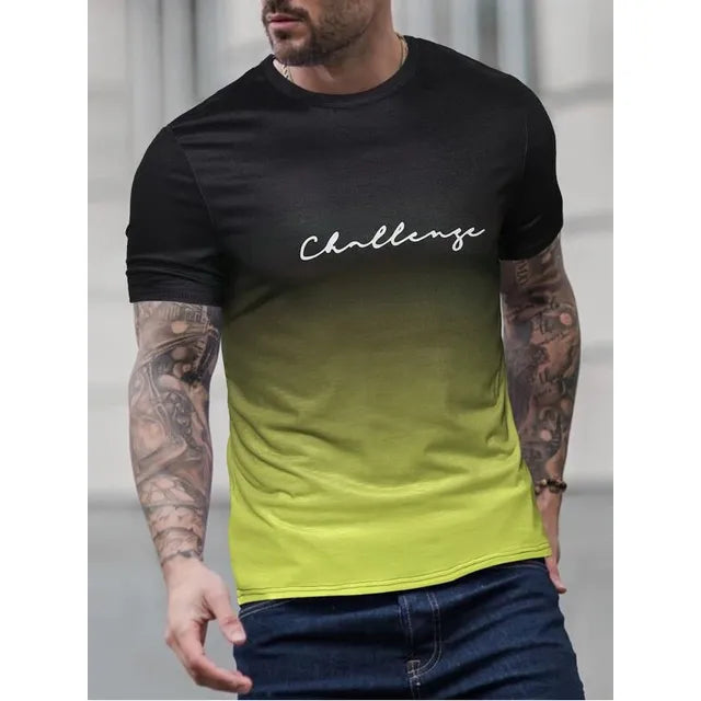 Street Wave Men's Gradient T Shirt Round Neck Slim Fit Breathable Comfort