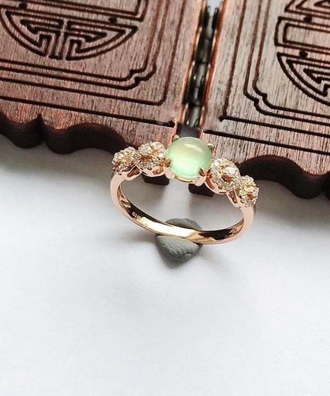Bagues vintage en argent sterling et or rose avec zircon et jade - Street-Wave