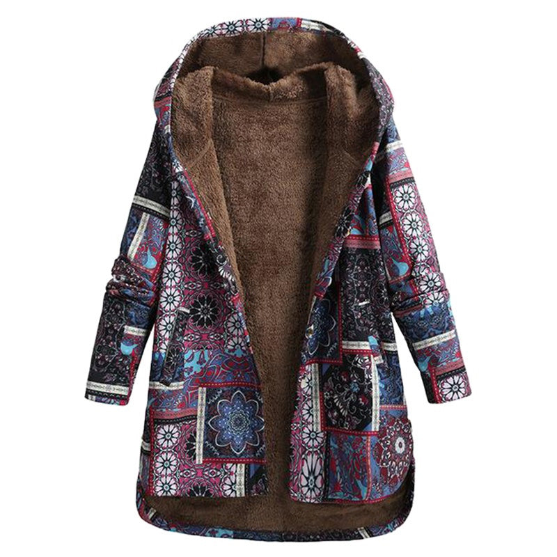 Streetwave Floral Hooded Jacket With Cozy Fleece Lining For Women Spring Ready Outerwear