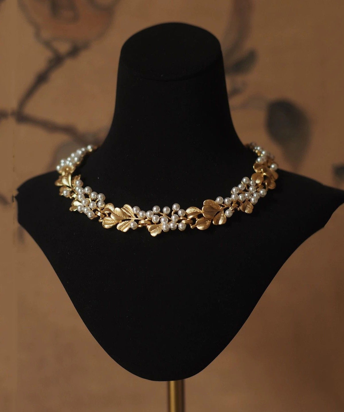 Collier de perles graduées en alliage de cuivre doré Vogue avec feuilles de ginkgo - Street-Wave
