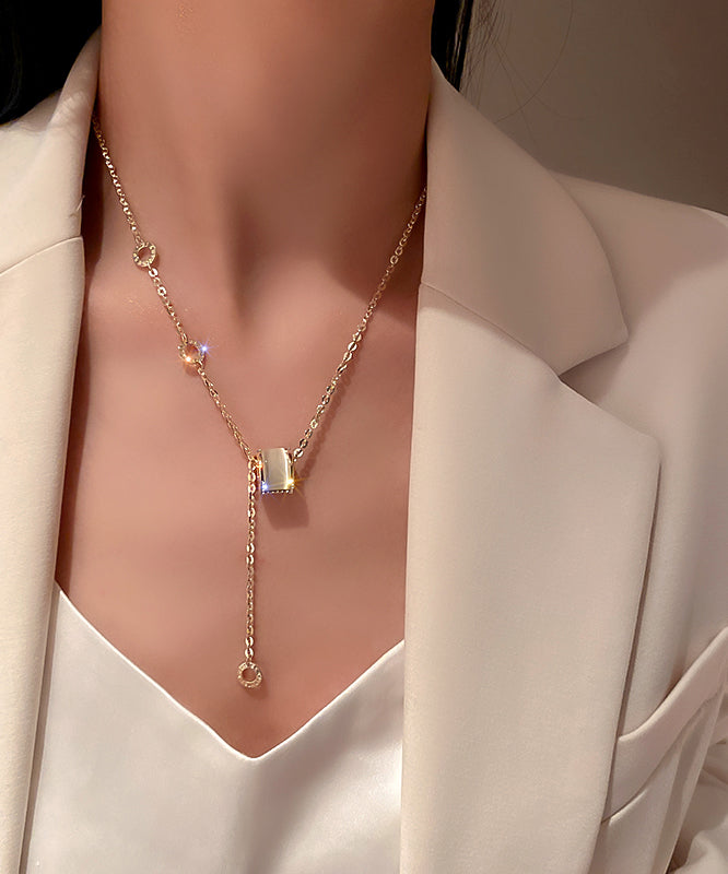 Collier avec pendentif œil de chat en alliage de cuivre doré et zircon Vogue - Street-Wave