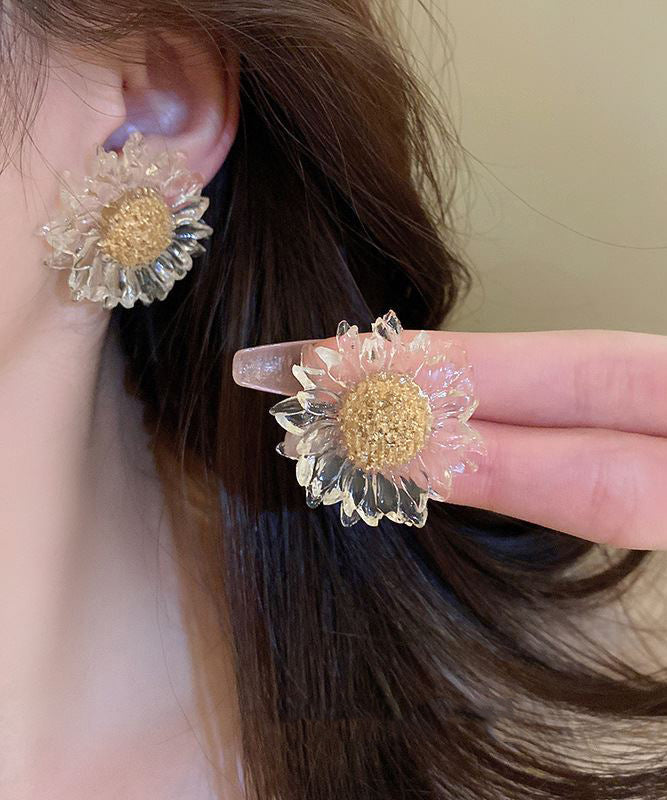Boucles d'oreilles à tige en alliage acrylique motif tournesol Vogue Nude - Street-Wave