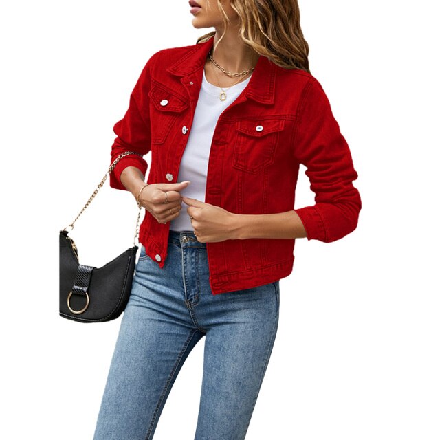 Street-wave Cotton Denim Jacket With Warm Lining For Women Cozy Fall Outerwear For Everyday Wear