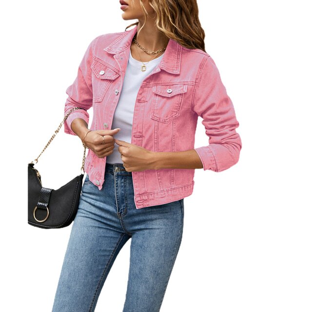 Street-wave Cotton Denim Jacket With Warm Lining For Women Cozy Fall Outerwear For Everyday Wear