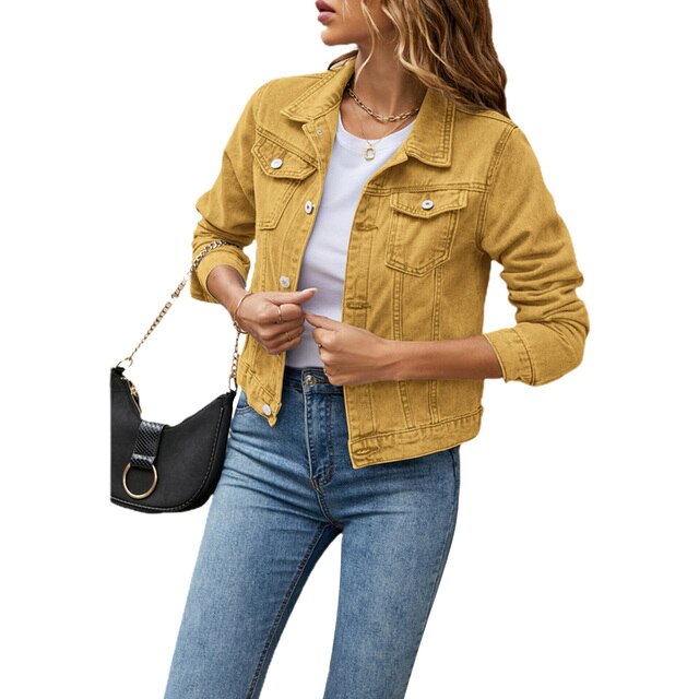 Street-wave Cotton Denim Jacket With Warm Lining For Women Cozy Fall Outerwear For Everyday Wear