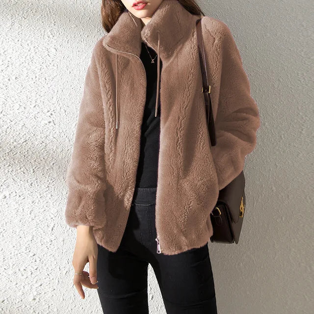 Street Wave Women's Zip Up Fleece Jacket With Stand Collar For Warm Cozy Comfort