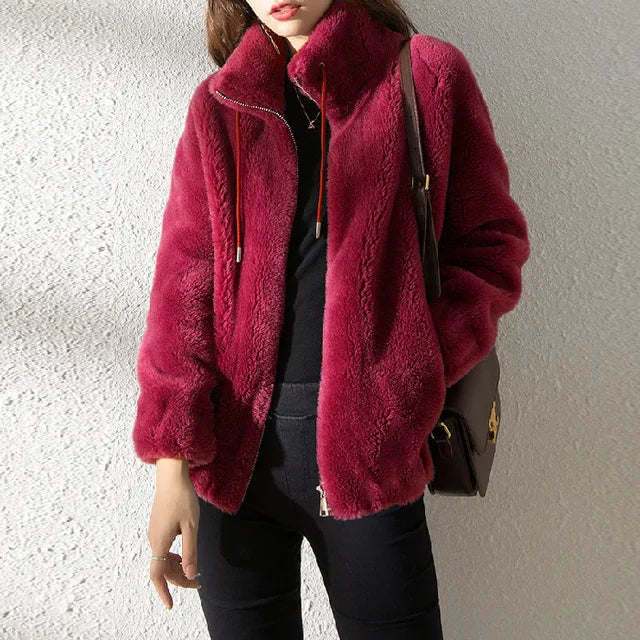 Street Wave Women's Zip Up Fleece Jacket With Stand Collar For Warm Cozy Comfort