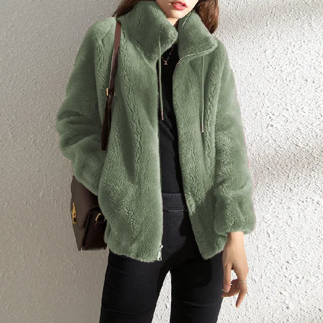 Street Wave Women's Zip Up Fleece Jacket With Stand Collar For Warm Cozy Comfort