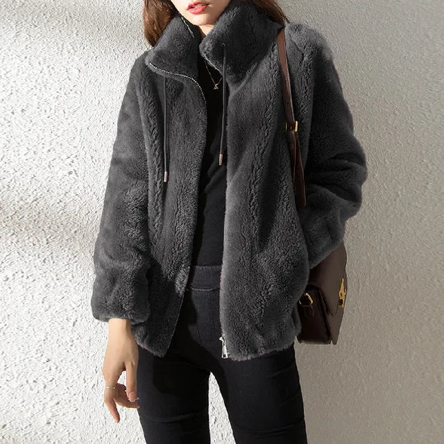 Street Wave Women's Zip Up Fleece Jacket With Stand Collar For Warm Cozy Comfort
