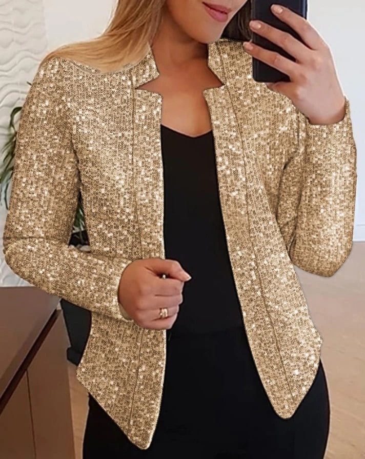 Street-wave Sequin Winter Coat for Women Versatile Comfortable Glamorous Outerwear