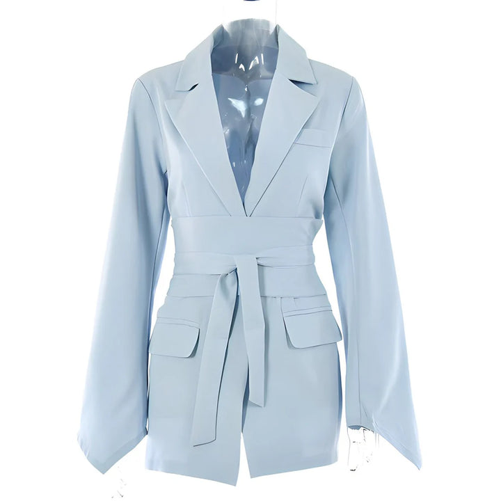 Street-Wave Belted Blazer for Women Elegant Structured Fit Cinched Waist Versatile Work to Evening