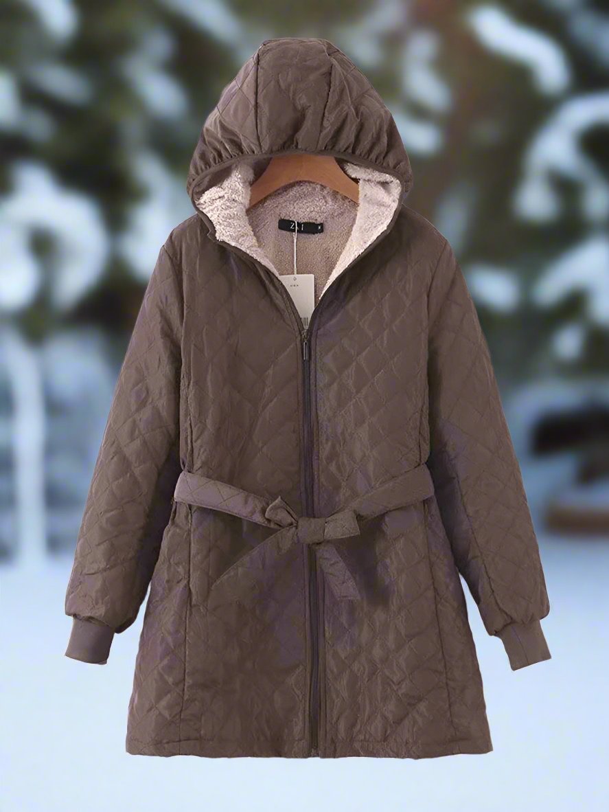 Streetwave Long Quilted Parka With Hood Belted For Warm Winter Comfort For Women