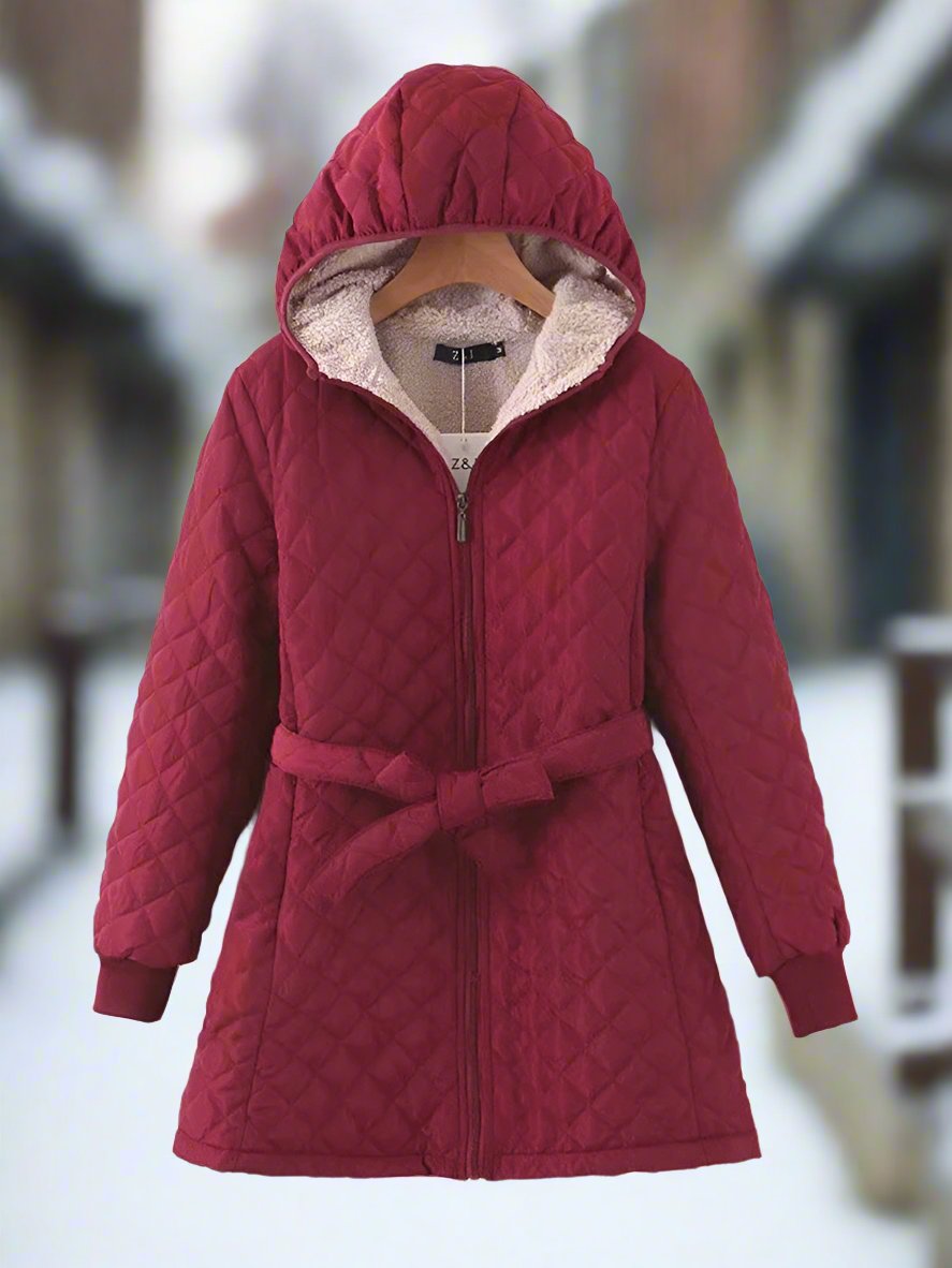 Streetwave Long Quilted Parka With Hood Belted For Warm Winter Comfort For Women