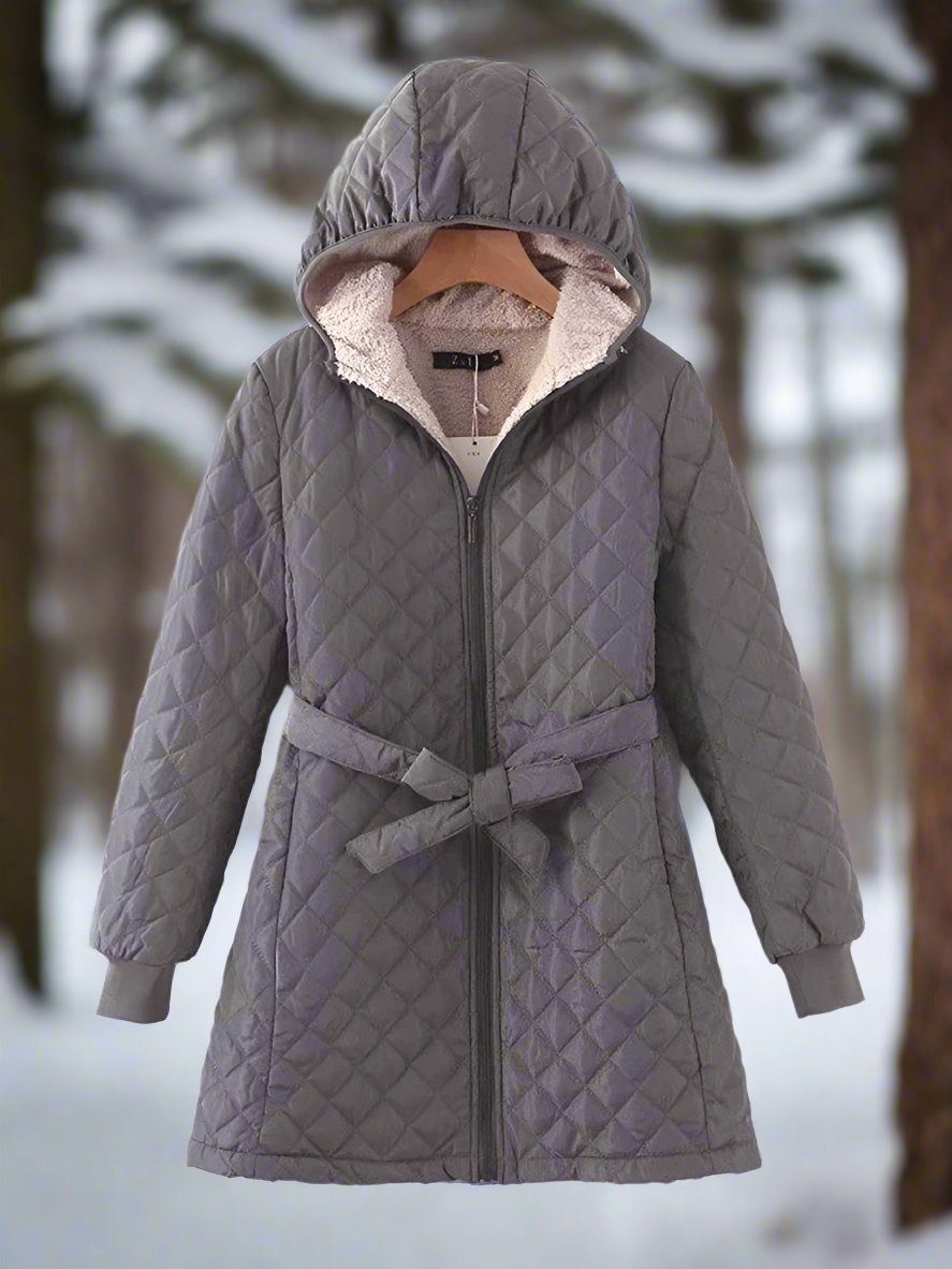 Streetwave Long Quilted Parka With Hood Belted For Warm Winter Comfort For Women