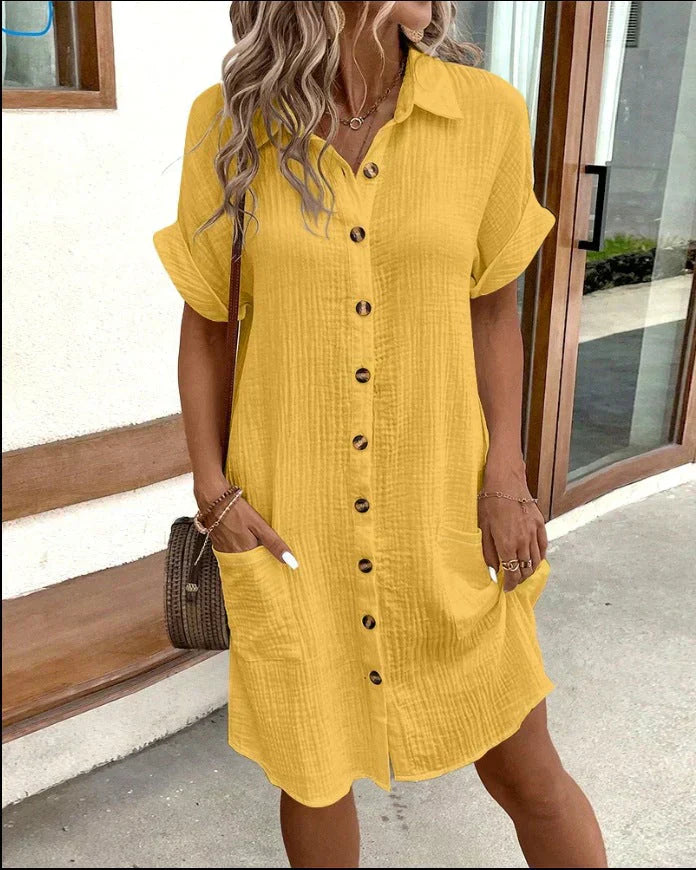 Street-Wave Brooklyn Cotton Polo Shirt Dress Women Relaxed