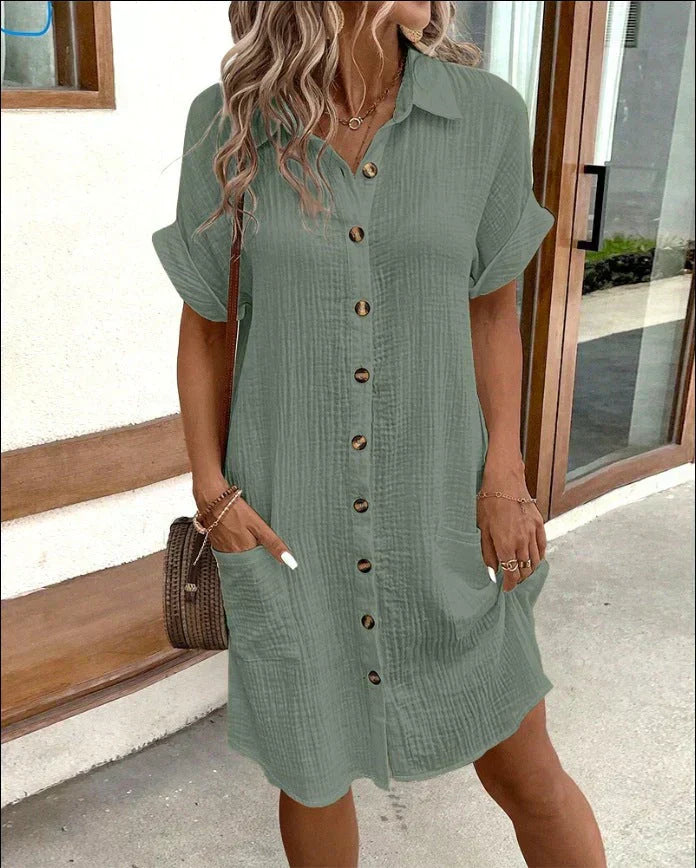 Street-Wave Brooklyn Cotton Polo Shirt Dress Women Relaxed