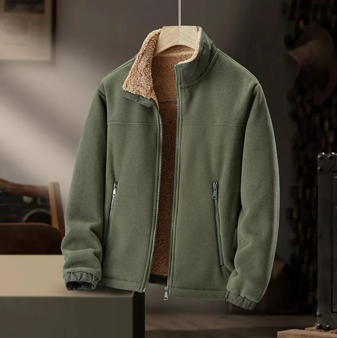 Waylynn Men's Sherpa Lined Fleece Jacket Stand Up Collar