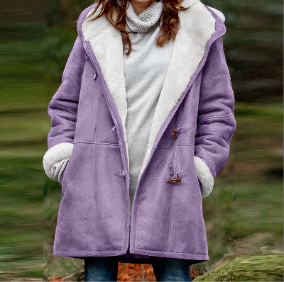 Street-Wave Women's Winter Coat With Plush Fleece Lining And Front Toggle Closure