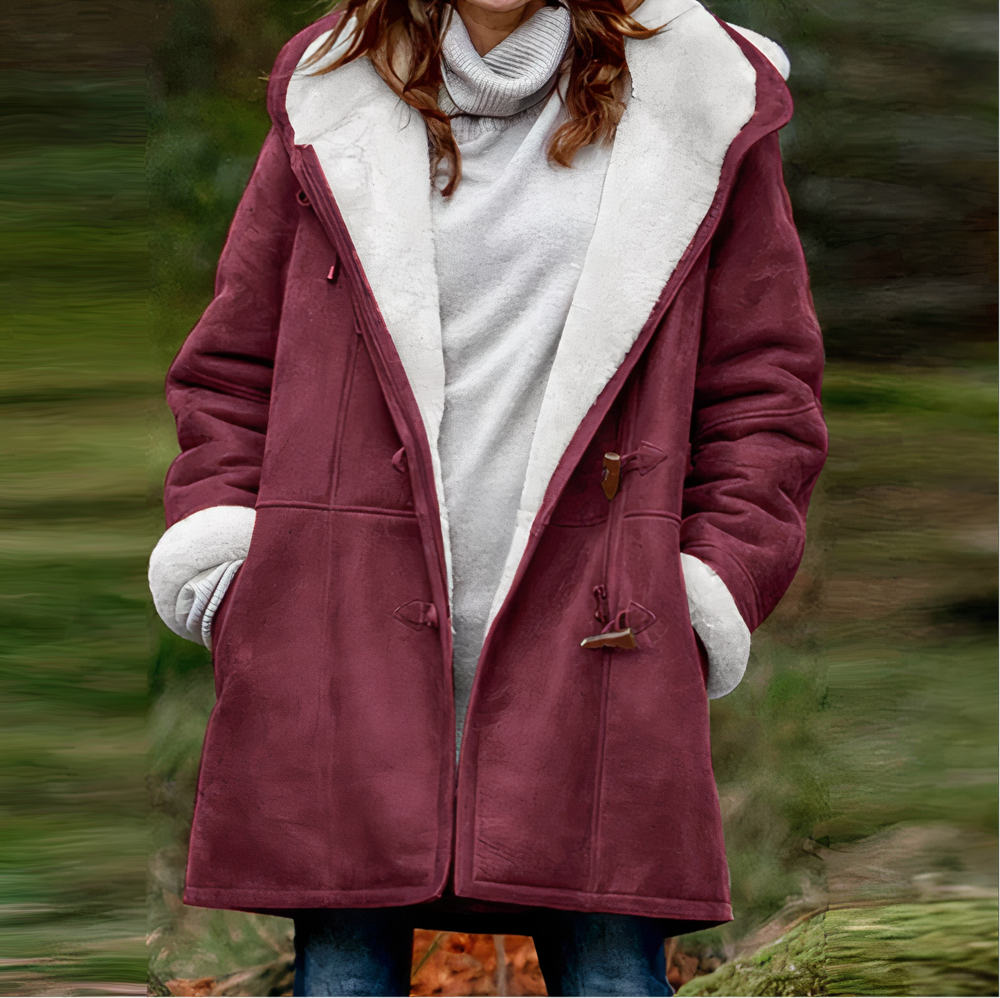 Street-Wave Women's Winter Coat With Plush Fleece Lining And Front Toggle Closure