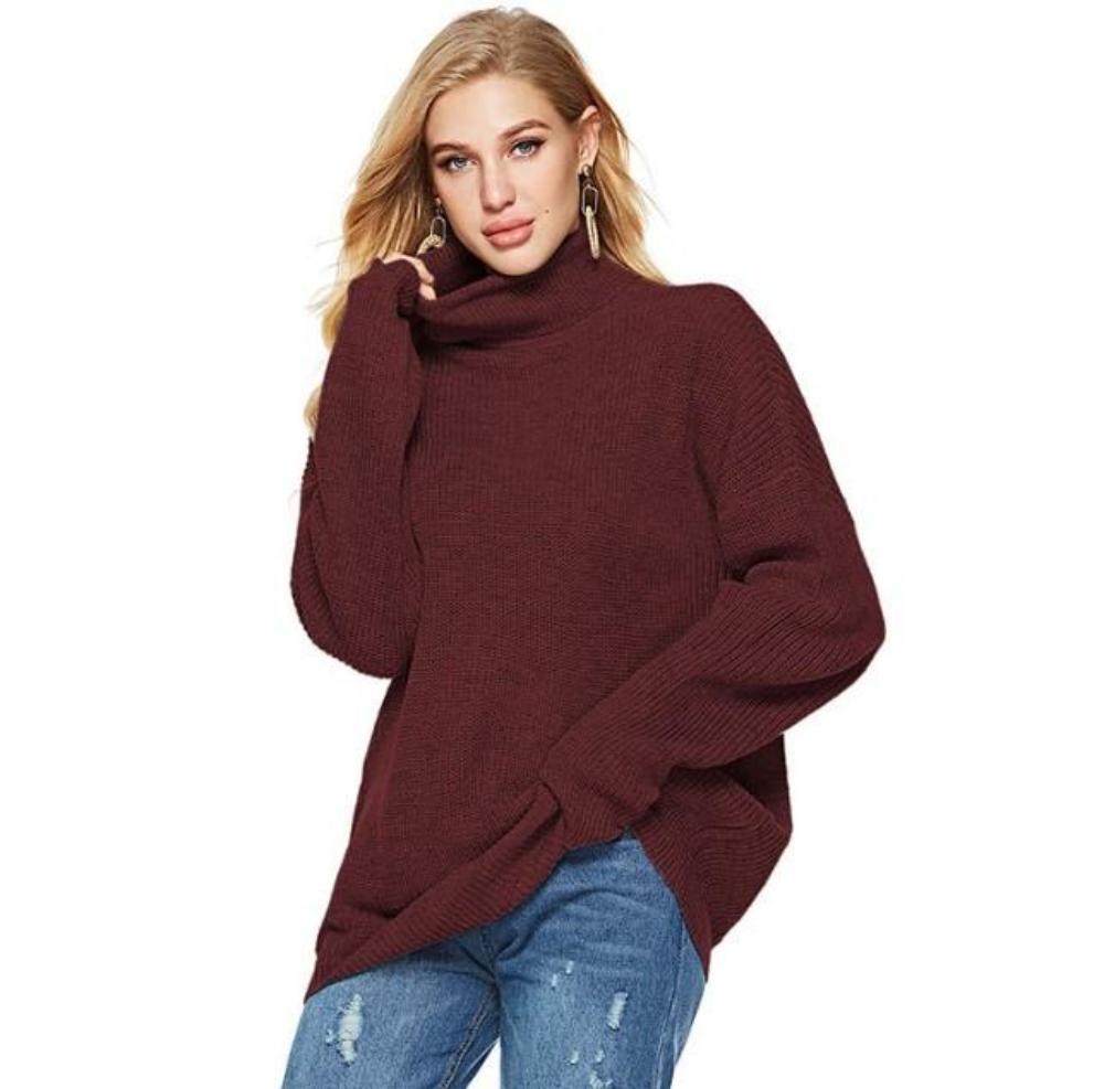 Street-wave Cozy Gray Turtleneck Sweater For Women, Soft Knit, Effortless Everyday Comfort