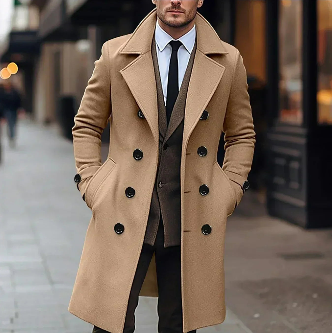 Street-Wave Wool Overcoat For Men Timeless Elegance Warm Classic Cut Premium Winter Coat