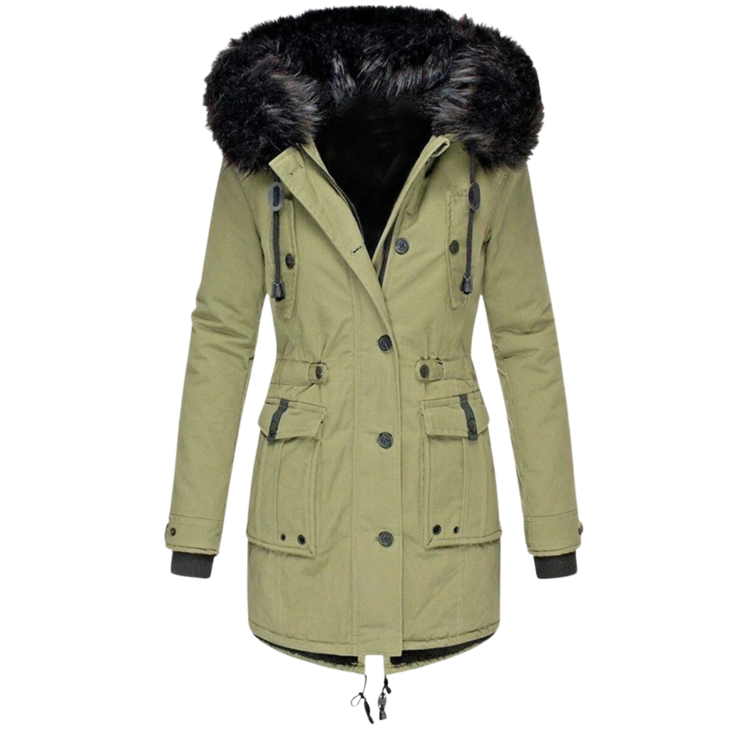 Street Wave Women Winter Coat With Hood Fur Trim Parka Long Length For All Day Warmth Elegant