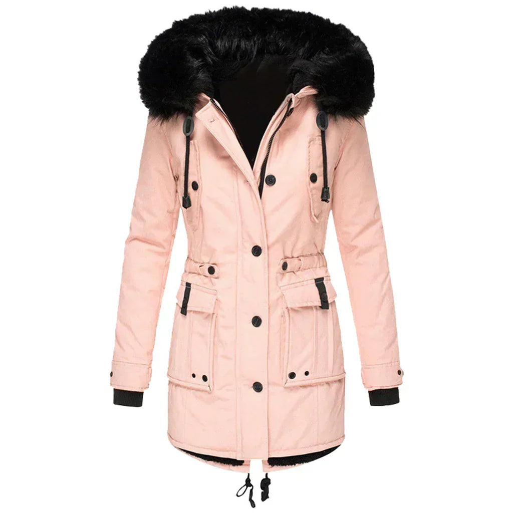 Street Wave Women Winter Coat With Hood Fur Trim Parka Long Length For All Day Warmth Elegant