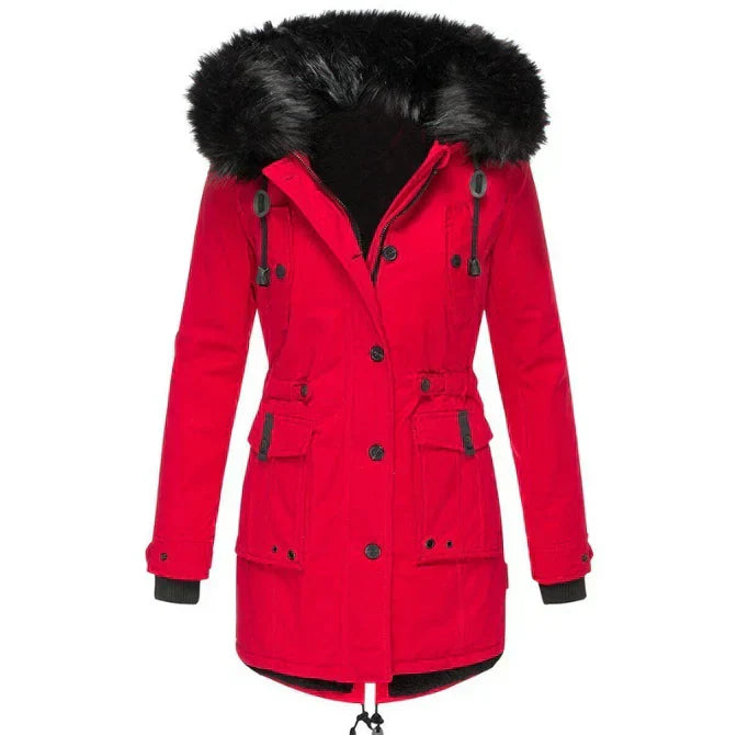 Street Wave Women Winter Coat With Hood Fur Trim Parka Long Length For All Day Warmth Elegant