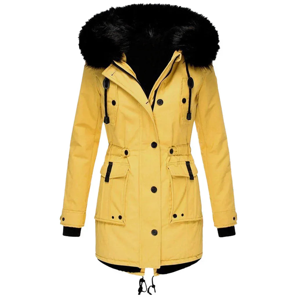Street Wave Women Winter Coat With Hood Fur Trim Parka Long Length For All Day Warmth Elegant