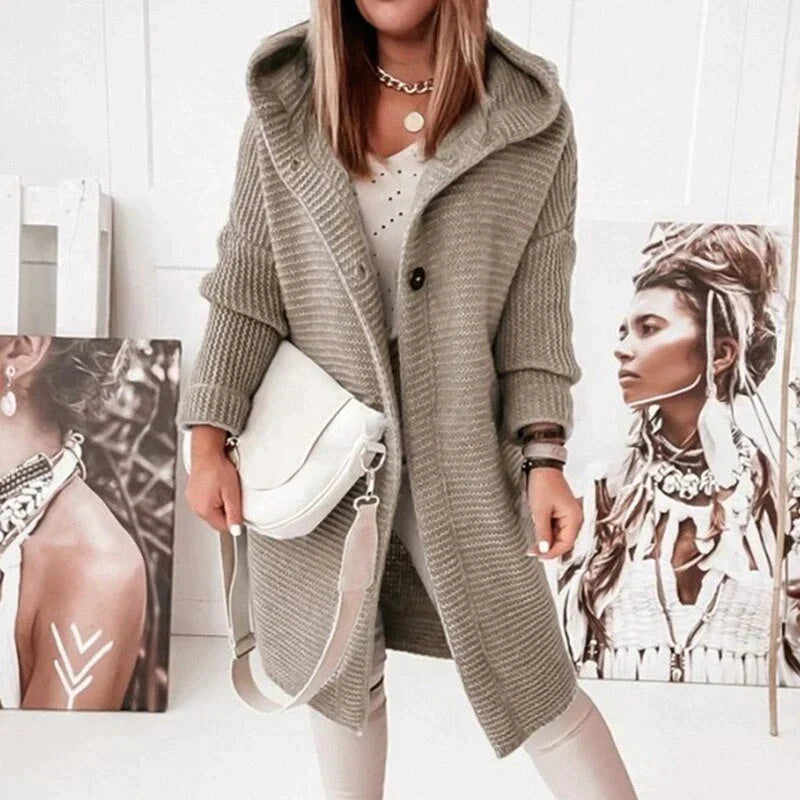 StreetWave Audrey Cozy Hooded Knit Cardigan For Women
