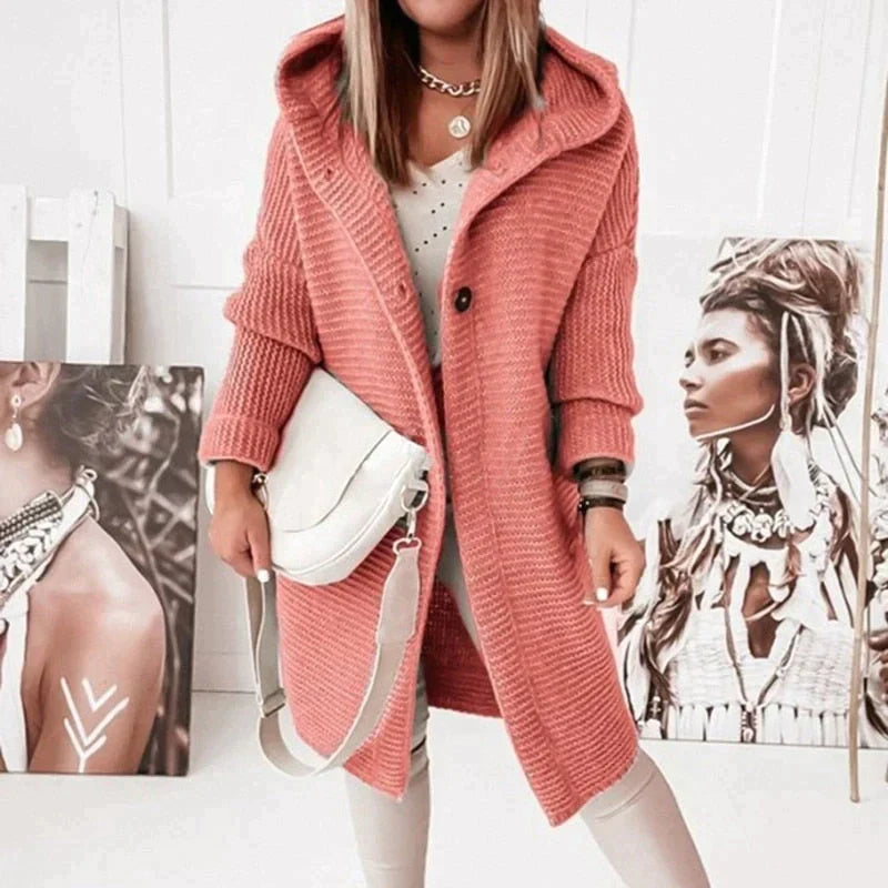 StreetWave Audrey Cozy Hooded Knit Cardigan For Women