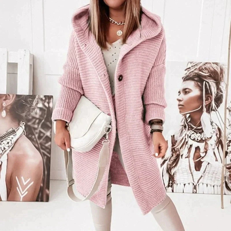 StreetWave Audrey Cozy Hooded Knit Cardigan For Women
