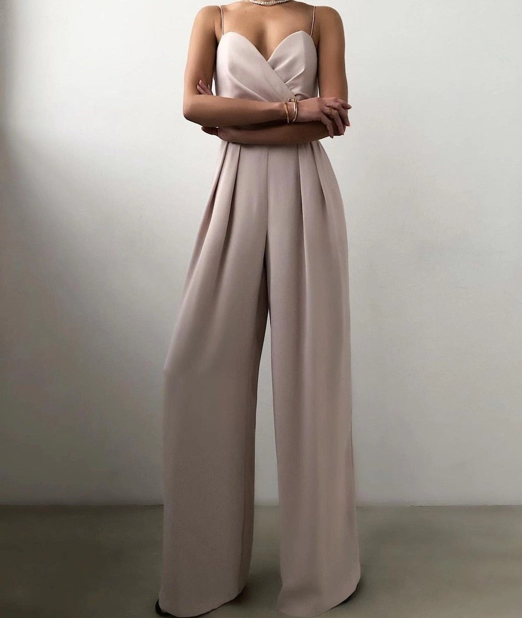 Street Wave Strappy Wide Leg Jumpsuit For Women Comfort