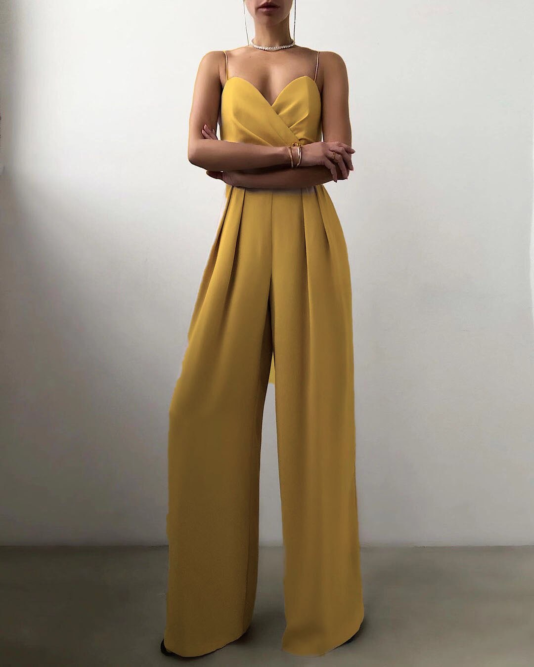 Street Wave Strappy Wide Leg Jumpsuit For Women Comfort