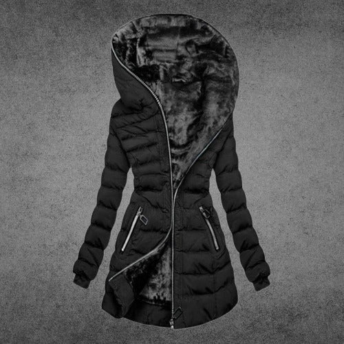Street-Wave Womens Winter Jacket Warm Elegant Coat With Timeless Silhouette And Fur Hood