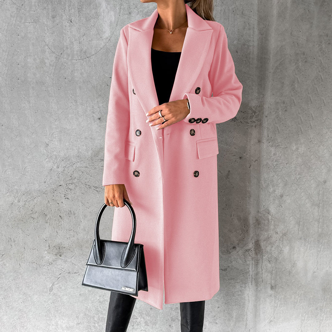 Street Wave Women Long Coat With Classic Collar For Winter Warmth And Layering Ideal For Everyday Wear