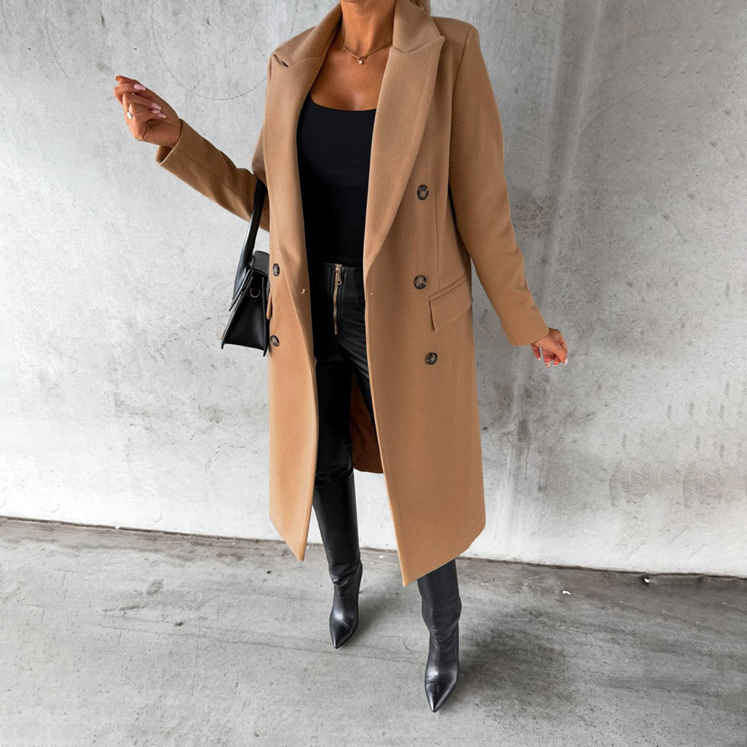 Street Wave Women Long Coat With Classic Collar For Winter Warmth And Layering Ideal For Everyday Wear