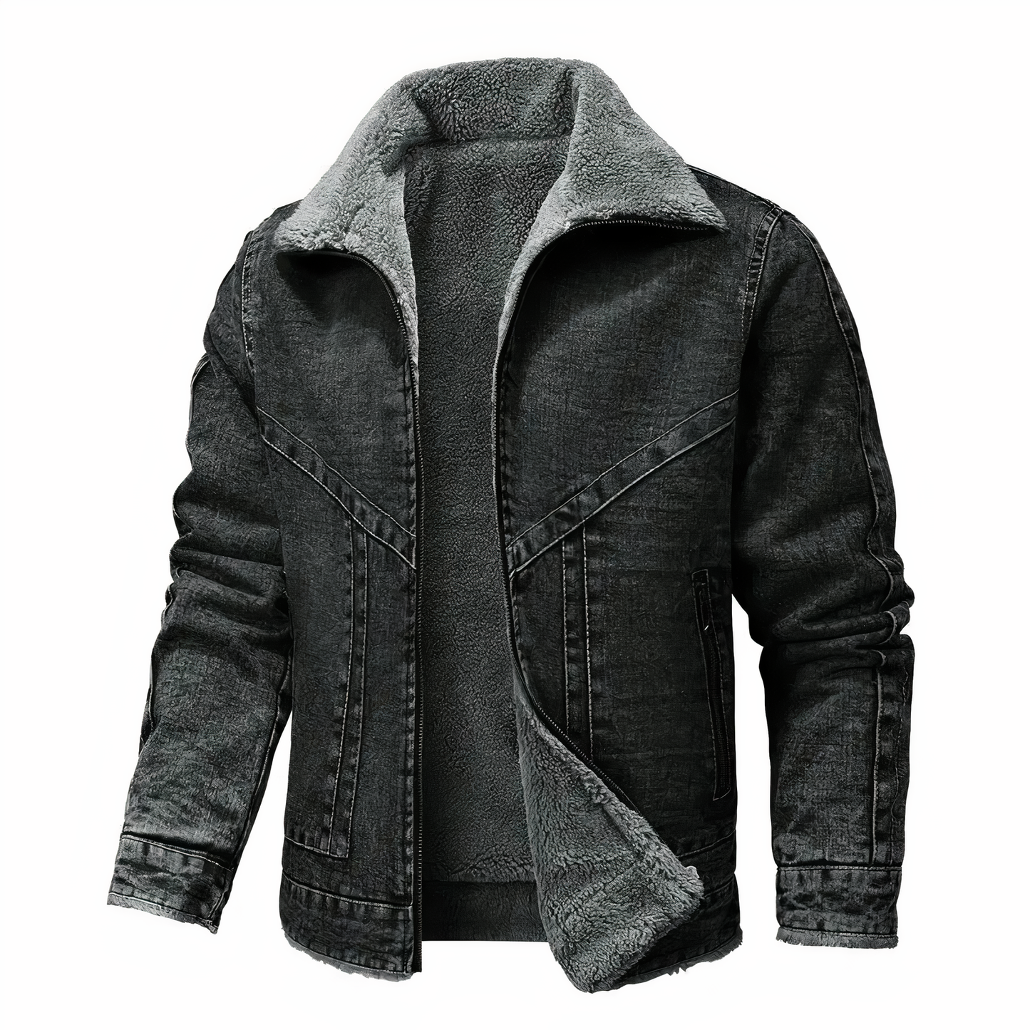 Street-Wave Jeans Jacket With Cozy Sherpa Lining Vintage Look For Urban Style Enthusiasts
