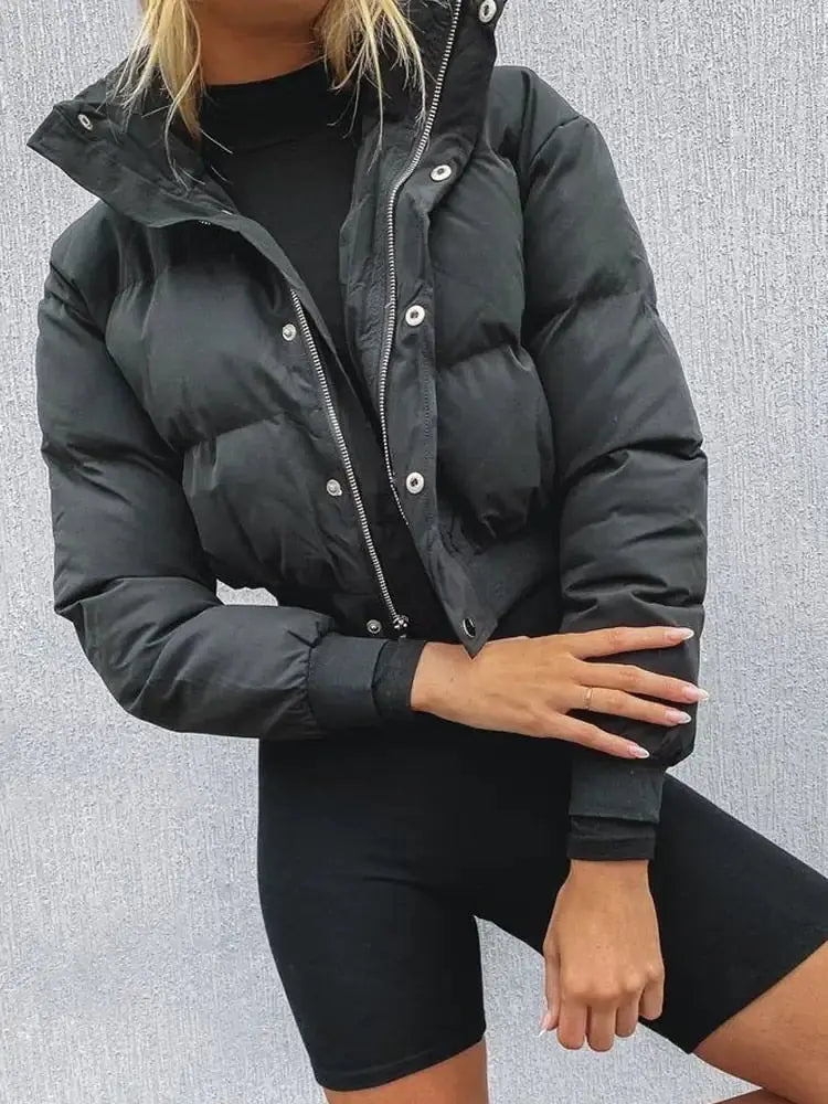 Street Wave Puffer Jacket With High Collar For Cold Weather Comfort And Street Style