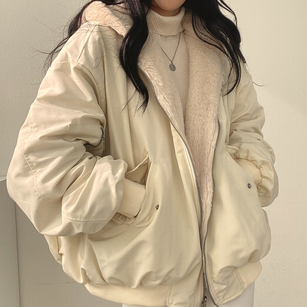 Streetwave Womens Cotton Coat With Cozy Faux Shearling Lining Insulating Cotton Filling And Hood