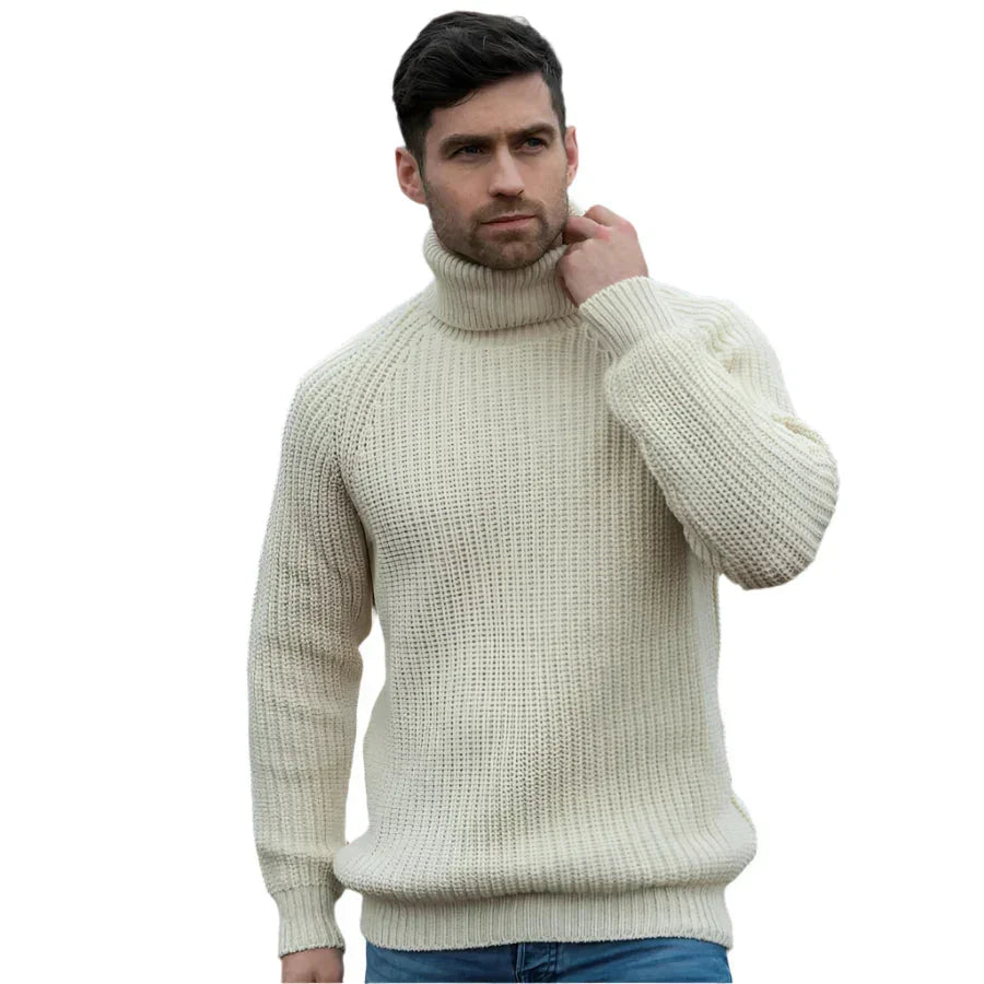 Street-wave Men's Lux Knit Turtleneck Sweater, Warm Cozy High Collar, Premium Comfort