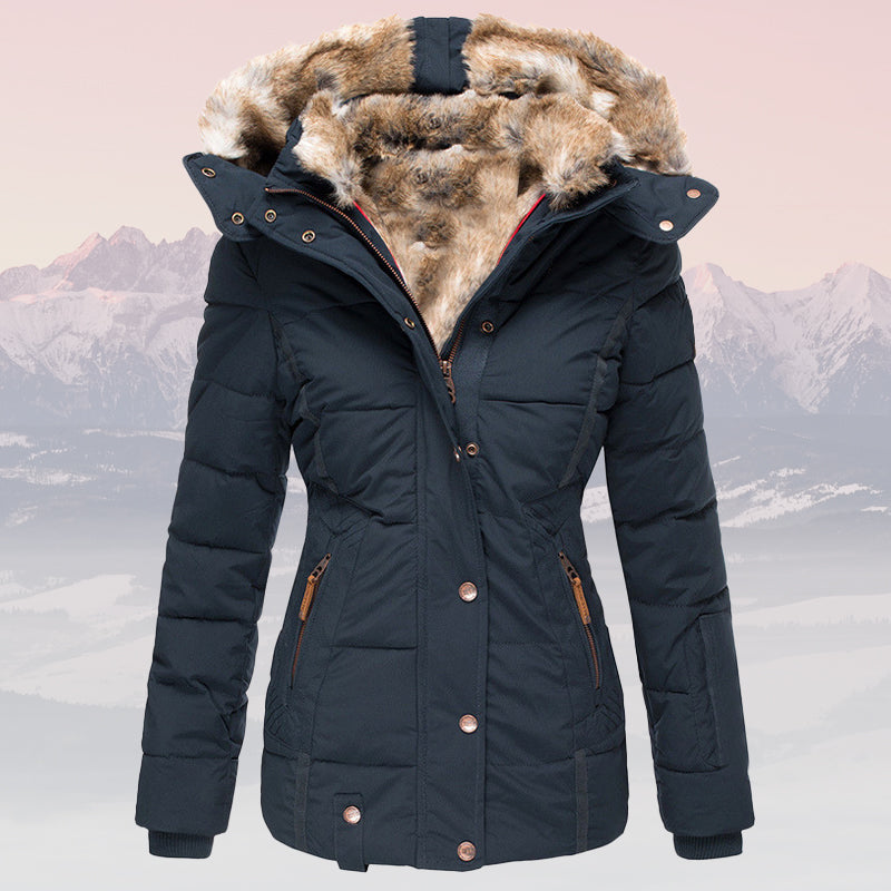 Street-wave Valentina Women Warm Down Jacket With Faux Fur Hood Insulated Stylish Winter Outerwear