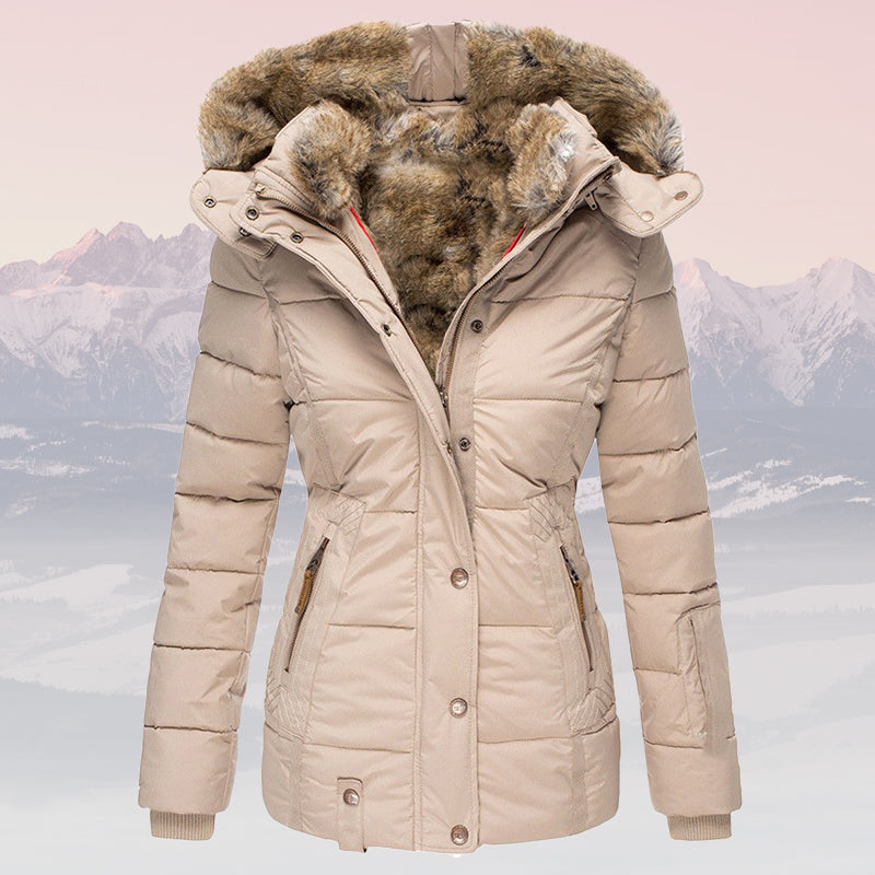 Street-wave Valentina Women Warm Down Jacket With Faux Fur Hood Insulated Stylish Winter Outerwear