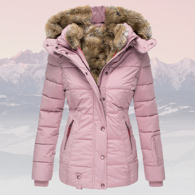 Street-wave Valentina Women Warm Down Jacket With Faux Fur Hood Insulated Stylish Winter Outerwear
