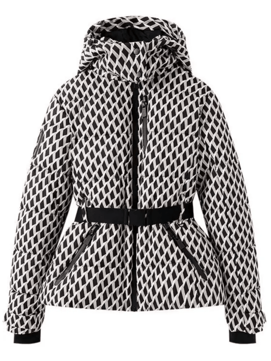 Street-Wave Women's Belted Down Jacket With Hood Waterproof Insulated Puffer Coat