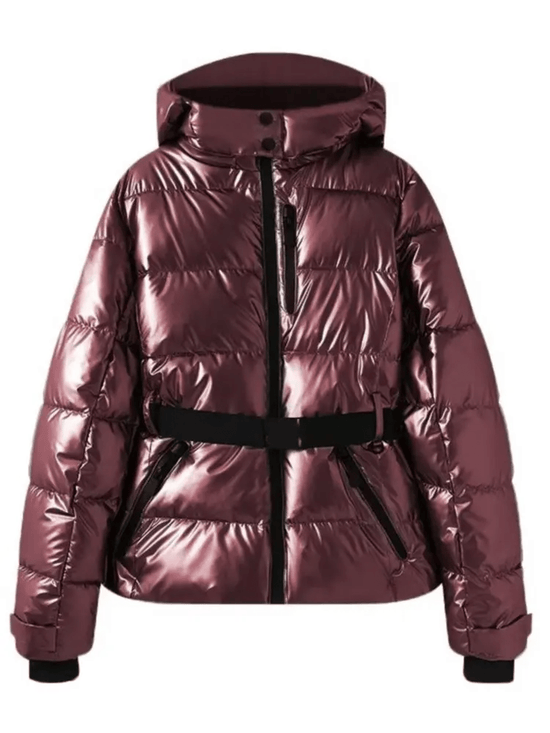 Street-Wave Women's Belted Down Jacket With Hood Waterproof Insulated Puffer Coat