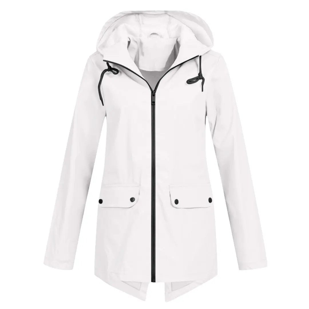 Street-Wave Waterproof Long Jacket For Women Rain Shield