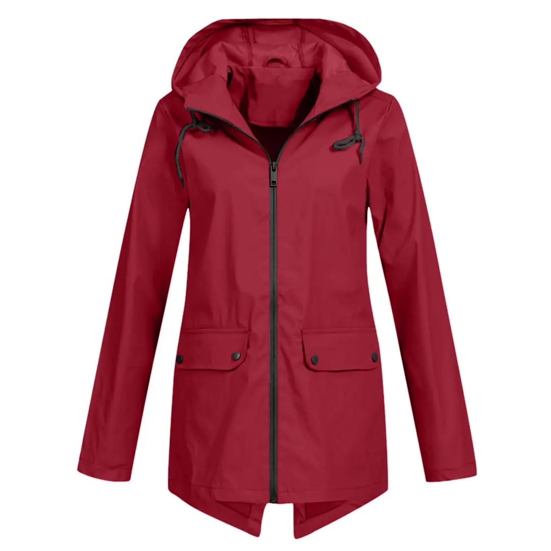 Street-Wave Waterproof Long Jacket For Women Rain Shield