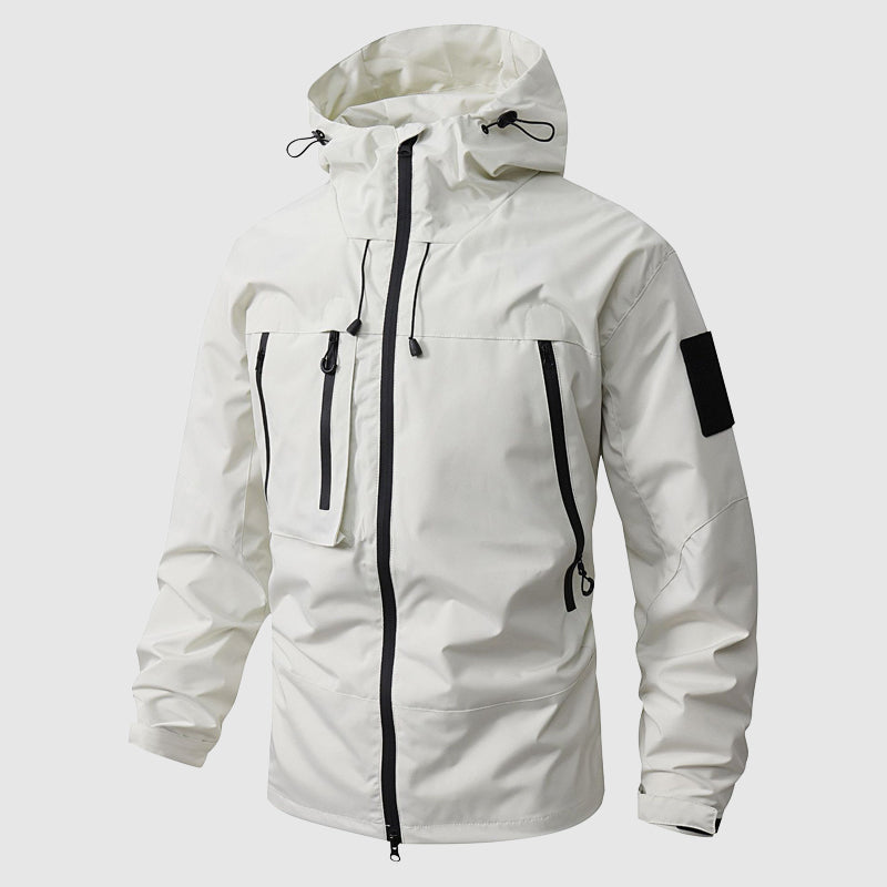 Waterproof Outdoor Hiking Hooded Men's Jacket With Detachable Hood Quick Dry Fabric All Seasons Shell